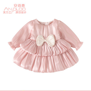 哈衣春秋款女宝宝长袖公主蛋糕裙满月周岁生日甜美包屁裙礼服百天