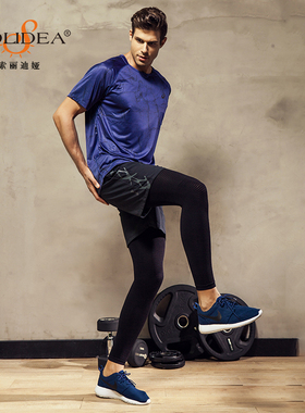 SOLIDEA意大利进口男士黑色运动压缩裤塑身美体裤中腰长裤健身