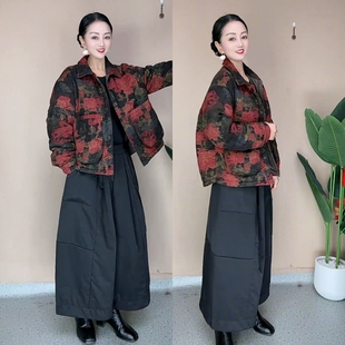 两件套 复古民族风休闲印花棉衣棉袄宽松百搭棉服棉裤 2025冬季 新款