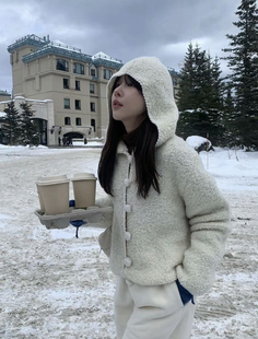 YA家正确版新品howus东大门韩版连帽圈圈纱羊毛外套开衫奶白色女