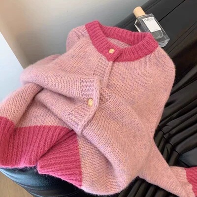 YA家正确版韩代毛衣外套新款休闲百搭慵懒风宽松针织开衫上衣女