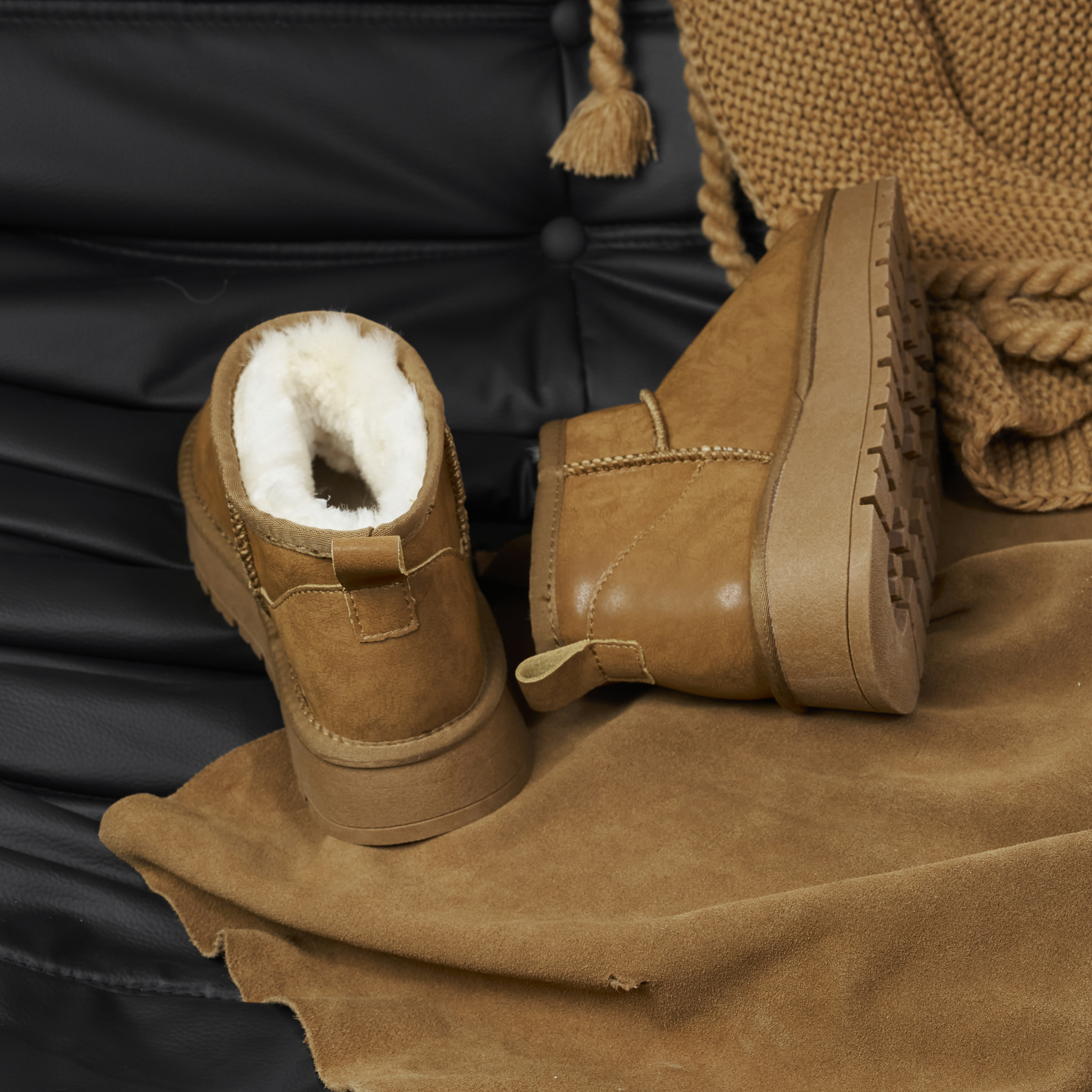 防水牛皮真羊毛厚底防滑雪地靴女冬季加绒保暖加厚短靴羊毛绒棉靴,女鞋,时尚雪地靴,淘宝优惠券,粉丝福利购,淘宝优惠卷