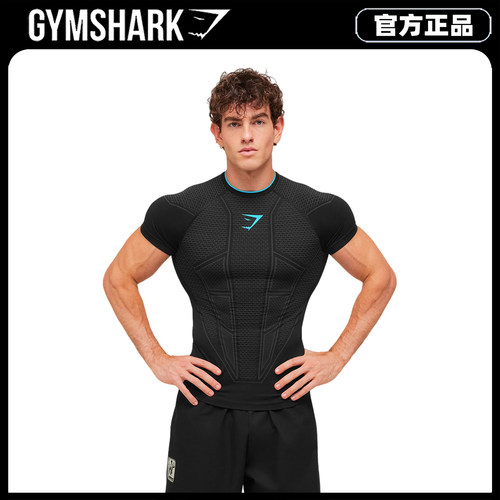 Gymshark Onyx 1.0超级英雄无缝短袖男机甲蜂窝速干健身衣训练T恤