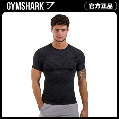 GYMSHARK Onyx2.0 无缝紧身短袖男士速干健身压缩运动T恤训练上衣