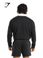 Gymshark Rugby Shirt, men's heavyweight cotton rugby Polo shirt, retro fitness loose top, long sleeves thumbnail 5