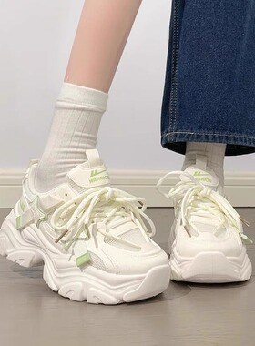 回力薄荷绿厚底老爹鞋女2026爆款网面百搭鞋子女户外运动休闲鞋女