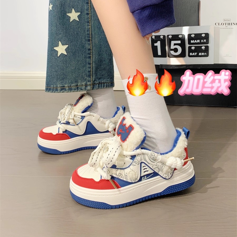 回力加绒厚底面包鞋女2025新款