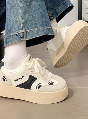 回力猫爪印厚底板鞋女2026新款春季韩版百搭小白鞋增高休闲鞋女款