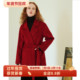 徐莫西经典 双面呢大衣毛呢外套 领收腰系带羊毛宽松短款 款 红色西装