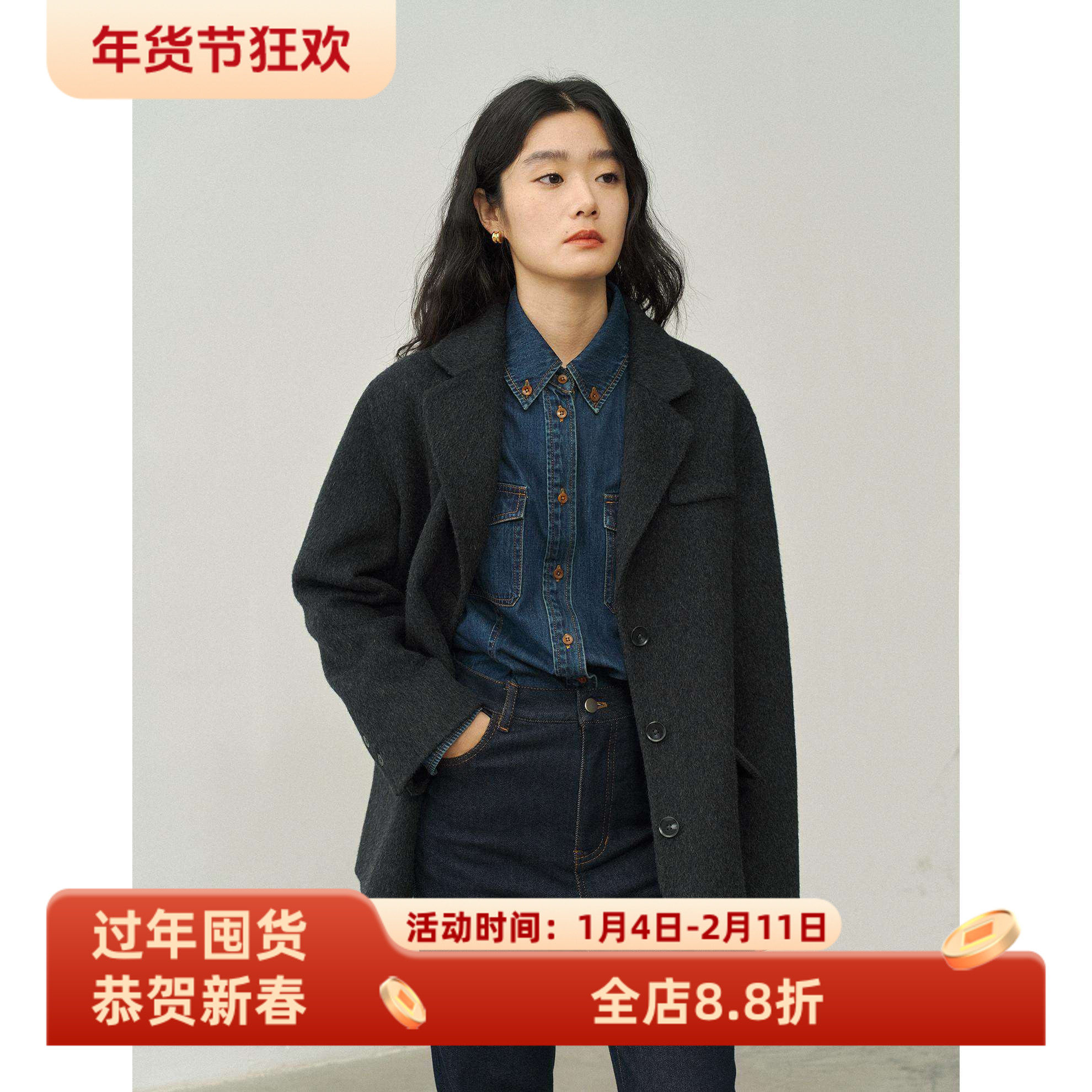 骆驼绒牦牛绒西装领宽松短款羊毛双面呢大衣女秋冬小个子毛呢外套,女装/女士精品,毛呢外套,淘宝优惠券,粉丝福利购,淘宝优惠卷