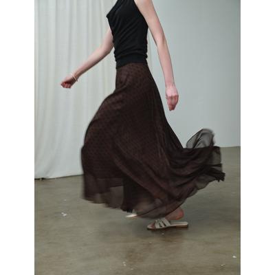 轻盈垂感波点不规则a字半身长裙