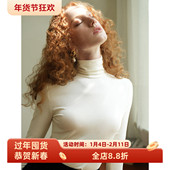 T恤女秋冬内搭磨毛加绒保暖长袖 徐莫西 黑科技白色高领打底衫 上衣