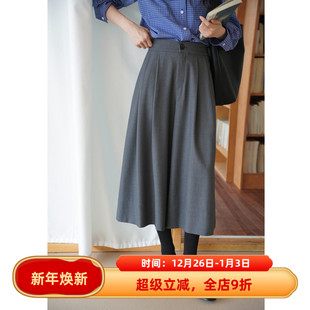 女秋款 裤 高腰八分休闲裤 黑色直筒裤 裙通勤 阔腿裤 百搭灰色羊毛裙裤