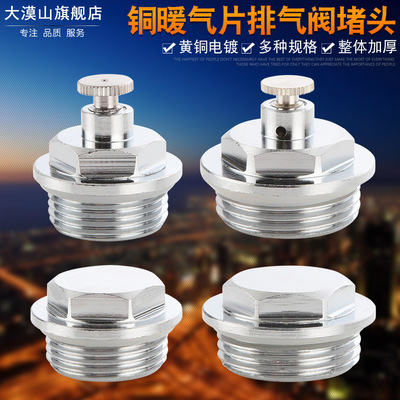 大漠山暖气片专用堵头全铜电镀款