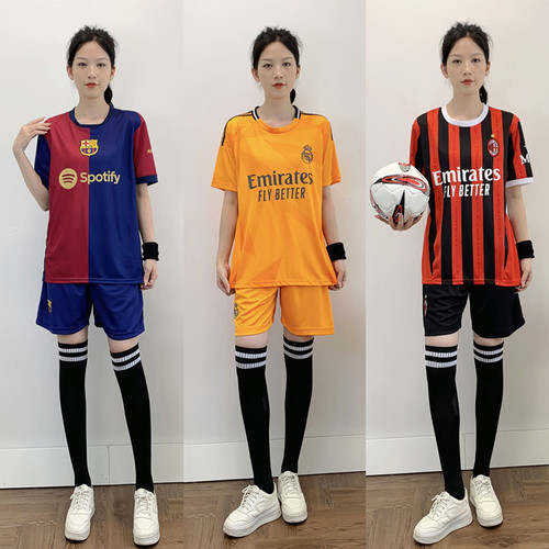 足球服女套装定制印号球衣