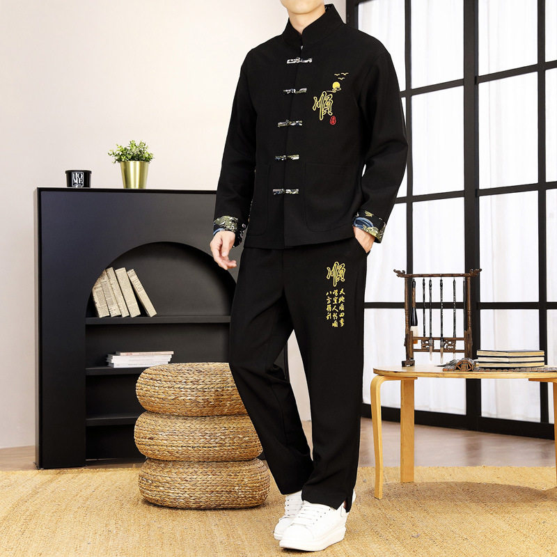 中国风男装民族唐装套装男复古外套男士新中式刺绣汉服春秋季夹克,男装,唐装,淘宝优惠券,粉丝福利购,淘宝优惠卷