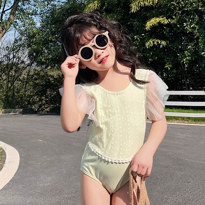 儿童泳衣女女童宝宝连体小公主蕾丝游泳衣甜美婴幼儿可爱比基尼