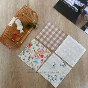 小清新杯垫ins田园碎花茶杯垫桌面装 韩式 饰道具拍照背景布小方垫