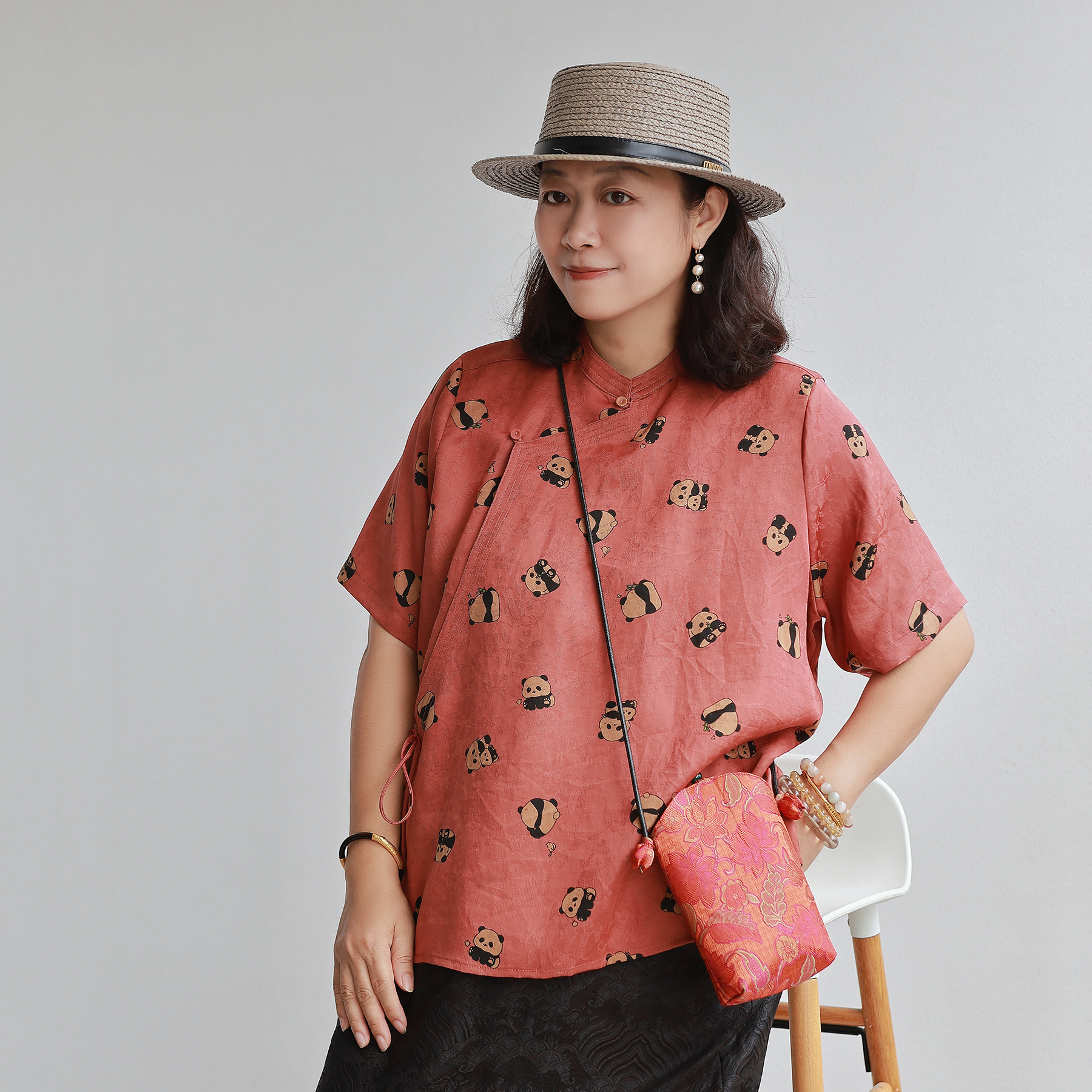 桑蚕丝流苏新中式宽松旗袍上衣