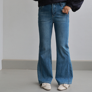 巨推荐~超显瘦 上身变漫画长腿 高弹力 显高 微喇叭牛仔裤浅色