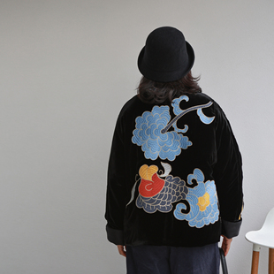 美醉！  超精致  复古而大气  绣锦里  真丝丝绒  宽松新中式棉袄