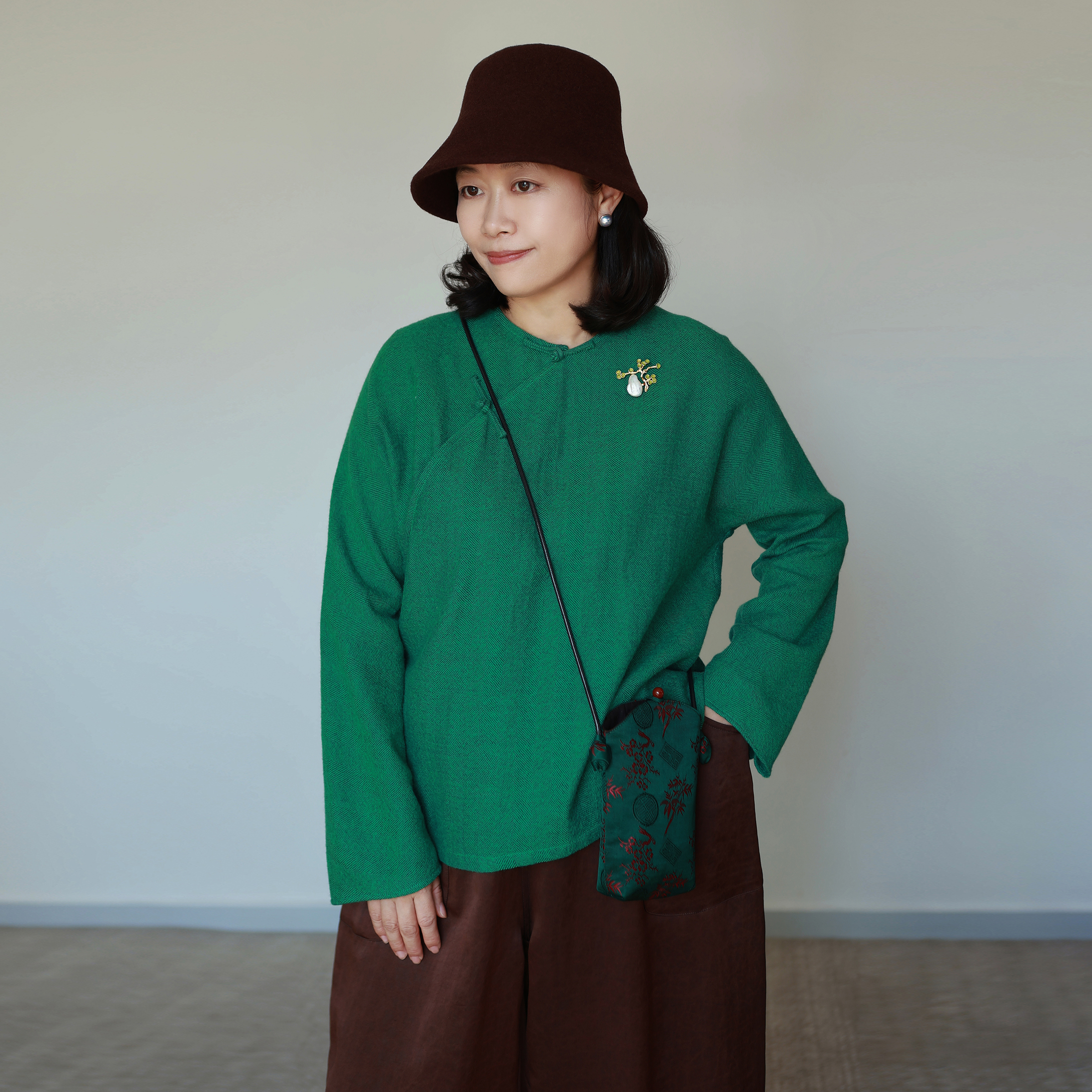 把东方雅致穿进日常羊绒羊毛混纺斜襟轻新中式旗袍上衣