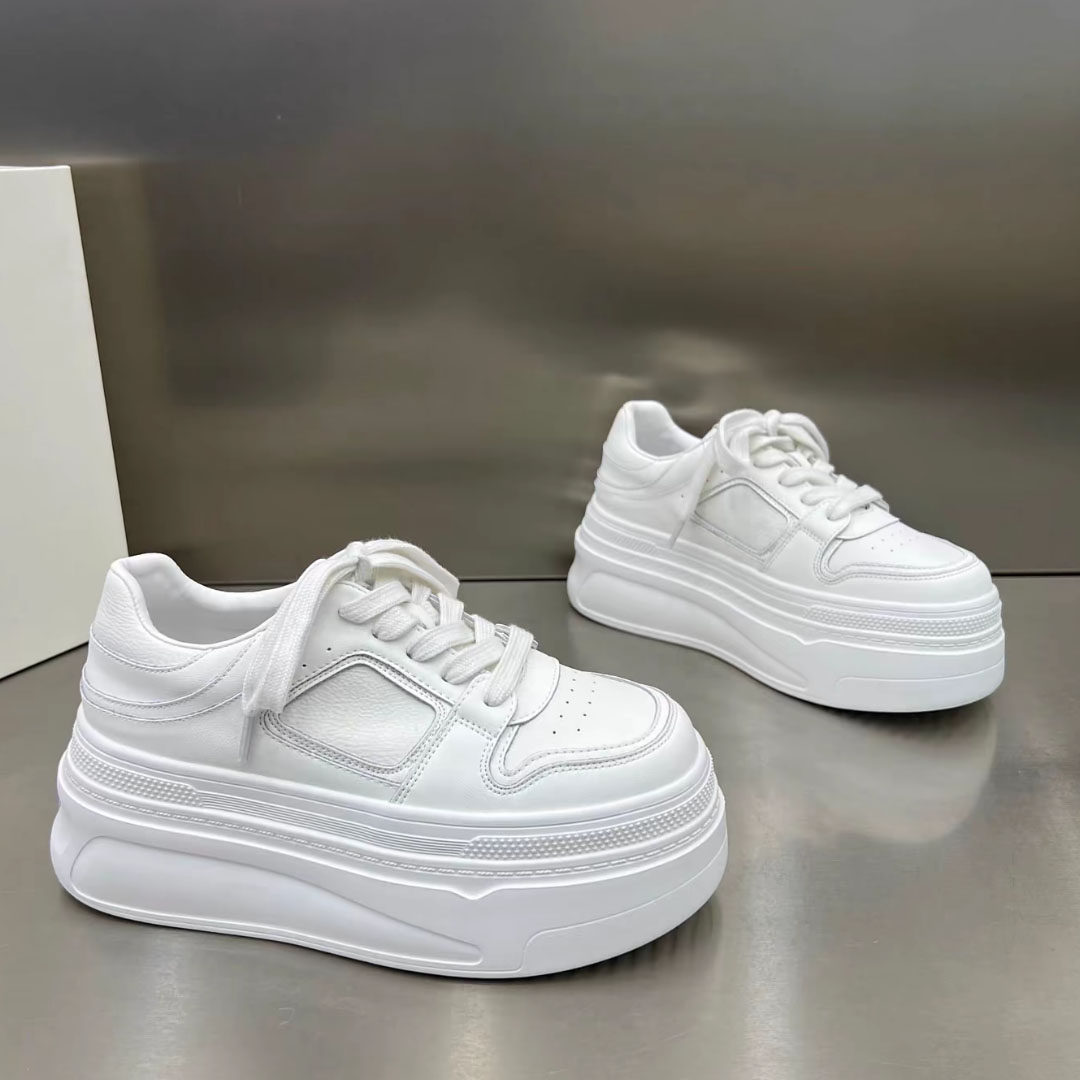 欧洲站松糕小白鞋女2026春季新款学院风厚底增高圆头系带百搭鞋子,女鞋,时尚休闲鞋,淘宝优惠券,粉丝福利购,淘宝优惠卷