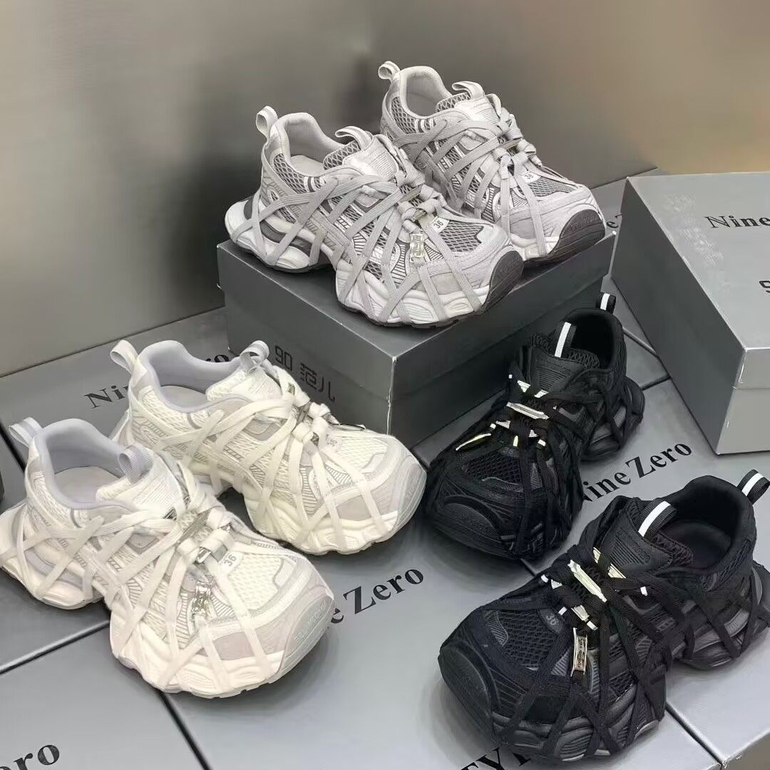 欧洲站老爹鞋2026春季女新款厚底增高运动蜘蛛网绑带潮流休闲单鞋,女鞋,时尚休闲鞋,淘宝优惠券,粉丝福利购,淘宝优惠卷