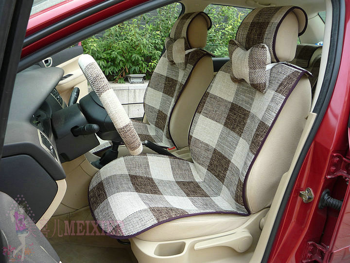 汽车坐垫通用亚麻海绵坐垫四季