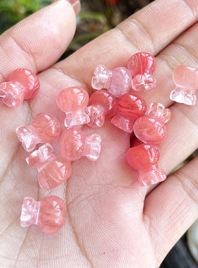 西瓜晶琉璃钱袋小挂件 粉色福袋玉坠DIY手链配饰小提溜