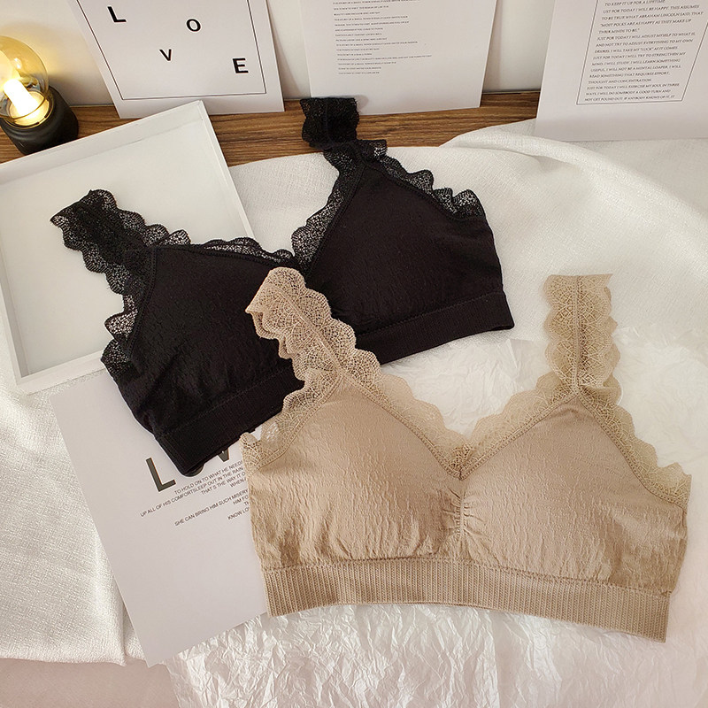 3女桑蚕丝胸罩文胸纯棉内衣蕾丝无痕无钢圈薄夏季乳胶聚拢小胸美背