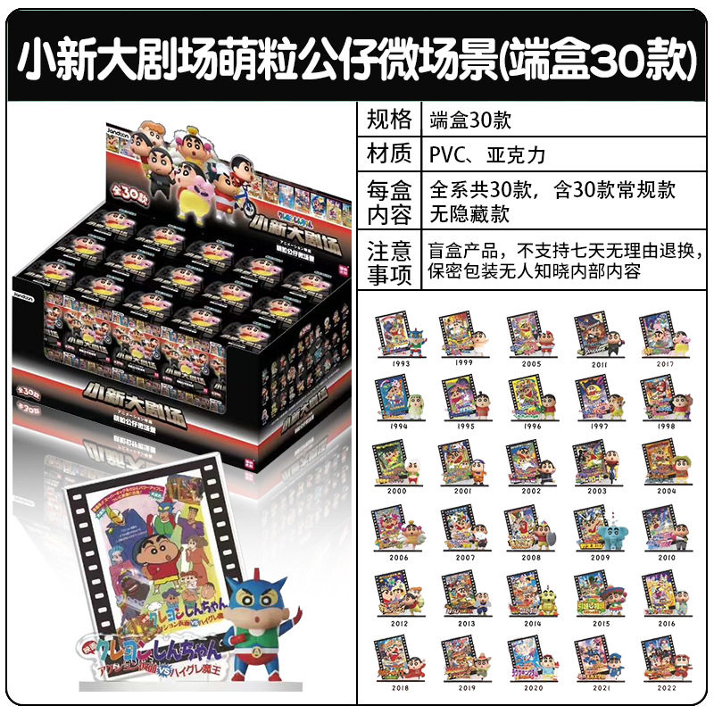 正版蜡笔小新萌粒公仔大剧场系列动漫周边盲盒迷你公仔摆件