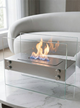 高级玻璃酒精真火壁炉摆件