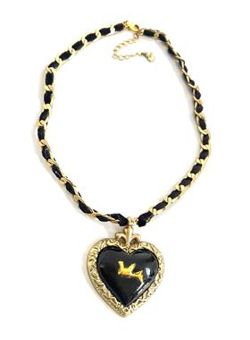 黑色爱心锁骨链项链女款2024新款爆款轻奢小众设计感高级感颈链女