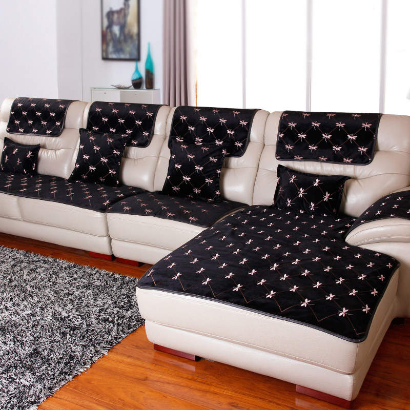 欧式四季皮沙发防滑沙发坐垫简约现代组合客厅皮沙发套通用垫套装