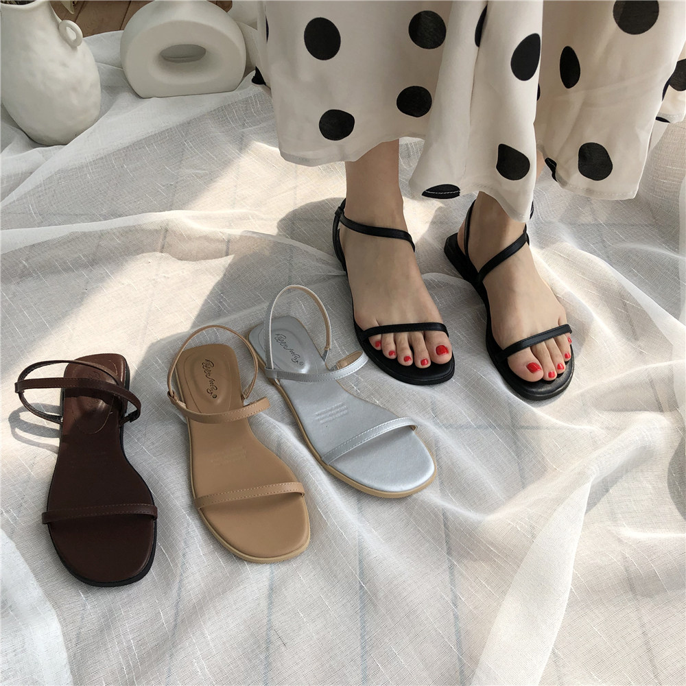 2019 new pattern summer the republic of korea chic Fairy Wind Simplicity leisure time Versatile one word Flat bottom Sandalsin the Women's Shoes, Sandals  category - from Buy2taobao.com to provide professional Taobao agent buy service