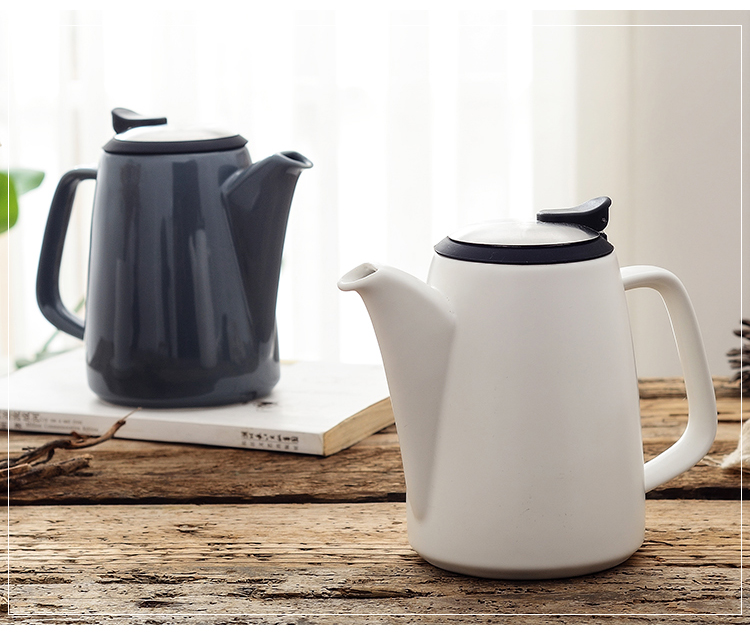 雅之器简约茶壶陶瓷单壶水壶下午茶泡壶带过滤网隔办公用壶清仓