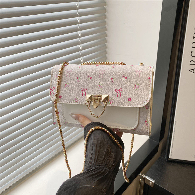 流行女包时尚樱桃印花小方包2025新款百搭通勤链条单肩斜挎包跨境