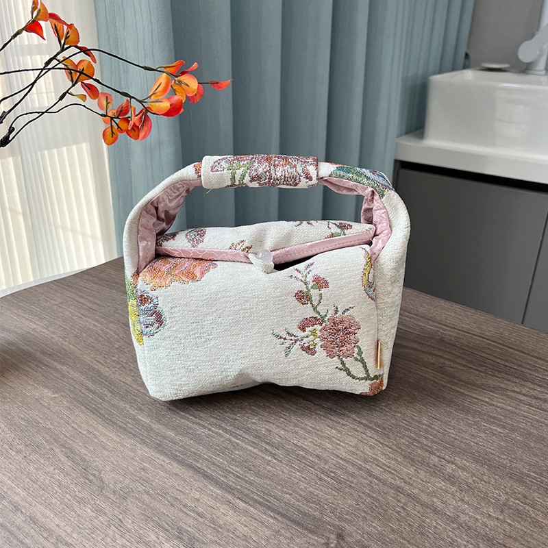 中式植绒提花鹤栖花伐茶事包