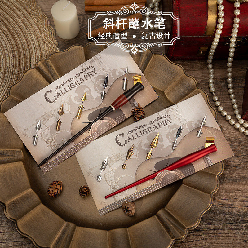 手写英文书法蘸水笔点尖es字体套装英文圆体花体字钢笔英文书法蘸