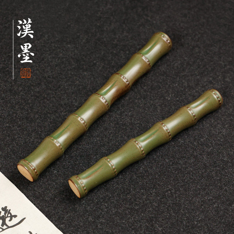 竹节两用笔搁陶瓷笔架 毛笔笔搁创意 可爱 陶瓷笔阁 笔搁古风笔山