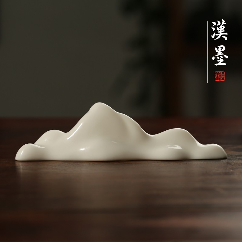 德化羊脂玉白瓷笔洗笔筒笔山 简约毛笔书法镇纸套装 初学书房礼品