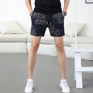 潮牌三分短裤男士冰丝四分裤中裤休闲马裤沙滩裤男款五分裤半截裤