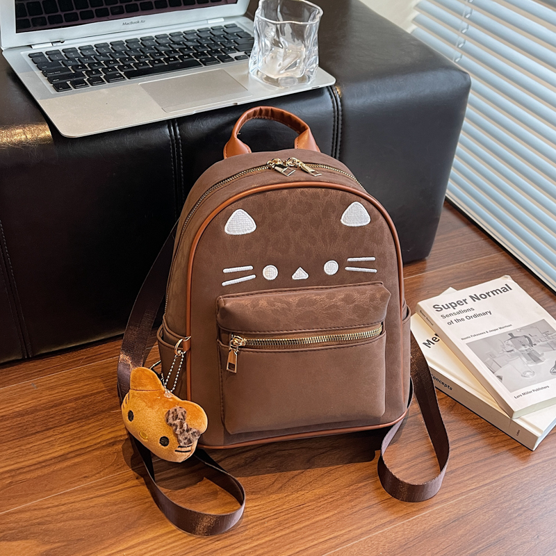 日系ins高颜值卡通可爱猫咪背包新款潮韩版豹纹大容量学生双肩包