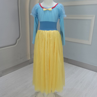 新款长袖蓝白雪公主长裙成人教师仙女裙芭蕾舞服演出服女老师舞衣