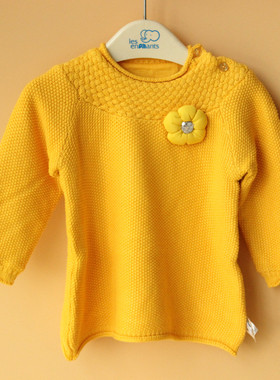 丽婴房专柜童装absorba女童宝宝秋冬季长袖圆领线衫套头毛衣棉里