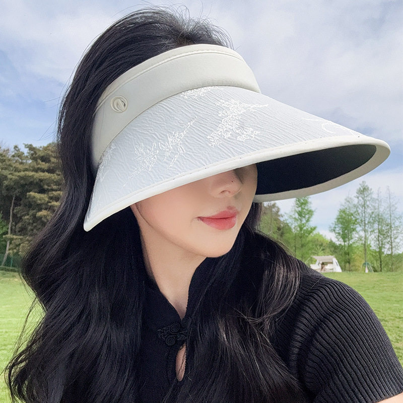夏季防晒帽子女黑胶大檐空顶帽防紫外线户外遮阳帽韩版百搭太阳帽