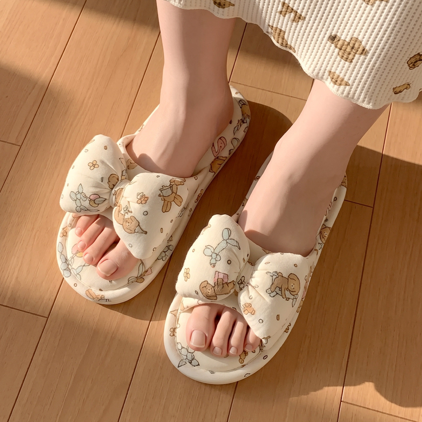 亚麻拖鞋女新款春秋季蝴蝶结家居室内地板防滑静音软底凉拖鞋批发