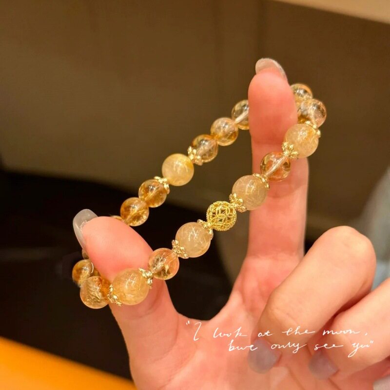 暴款仿黄水晶手链轻奢小众设计百搭黄塔晶天然手串送女友生日礼物