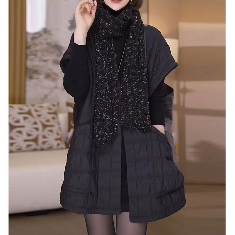 高档休闲范阔版马甲外套大码女装遮肉显瘦大口袋外穿秋季新欧洲站